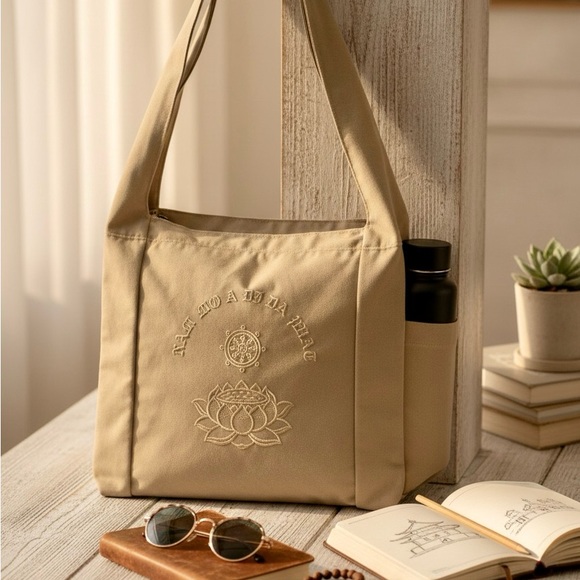 Nam mo A Di Da Phat Handbags - Embroidered Buddhist "Nam Mo A Di Da Phat" Messenger Bag